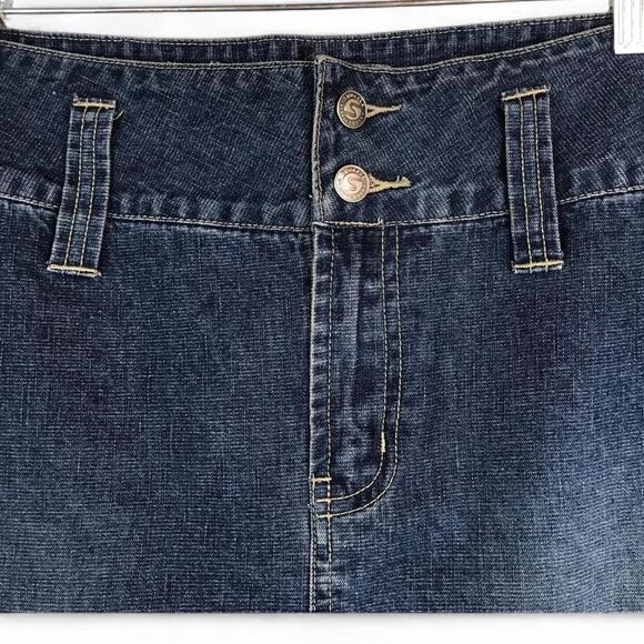 Vintage 90’s Dark wash Cotton Denim Maxi Skirt W/Double buttons & Side Slits. - Picture 4 of 8